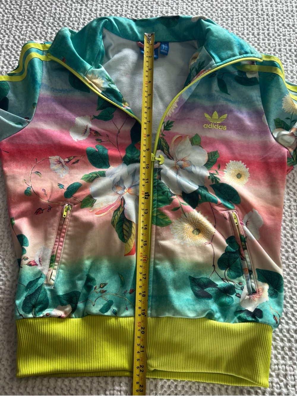 Adidas X Farm Rio Firebird Neon Floralina Track Rare Jacket Size 8 USA or 12 UK. - Picture 9 of 12